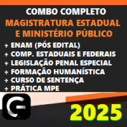 COMBO COMPLETO MAGISTRATURA E MINISTÉRIO PÚBLICO ESTADUAIS + ENAM RETA FINAL + COMPLEMENTARES ESTADUAIS E FEDERAIS + LPE + FORMAÇÃO HUMANÍSTICA + CURSO DE SENTENÇA + CURSO DE PRÁTICA (MPE) G7 JURÍDICO 2025